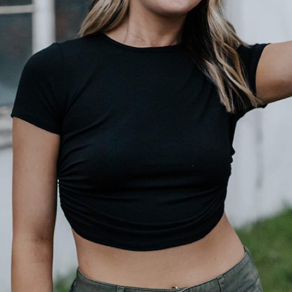 Women’s Black Tie-Back Crop Tee